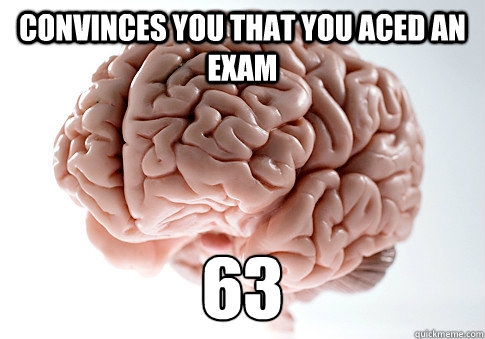 Convinces you that you aced an exam 63 - Convinces you that you aced an exam 63  Scumbag Brain