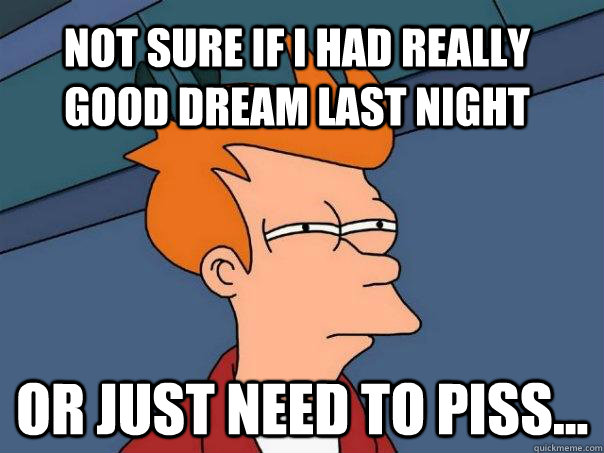 Not sure if I had really good dream last night Or just need to piss...  Futurama Fry