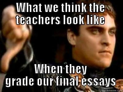 WHAT WE THINK THE TEACHERS LOOK LIKE WHEN THEY GRADE OUR FINAL ESSAYS Downvoting Roman