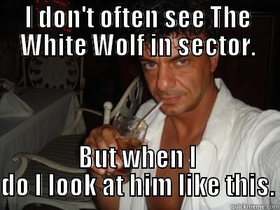 I don't often see The White Wolf in sector - I DON'T OFTEN SEE THE WHITE WOLF IN SECTOR. BUT WHEN I DO I LOOK AT HIM LIKE THIS. Misc