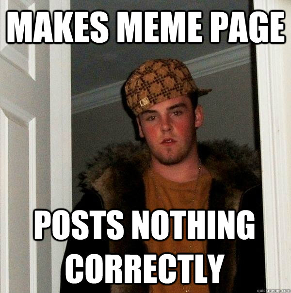 Makes meme page Posts nothing correctly  Scumbag Steve