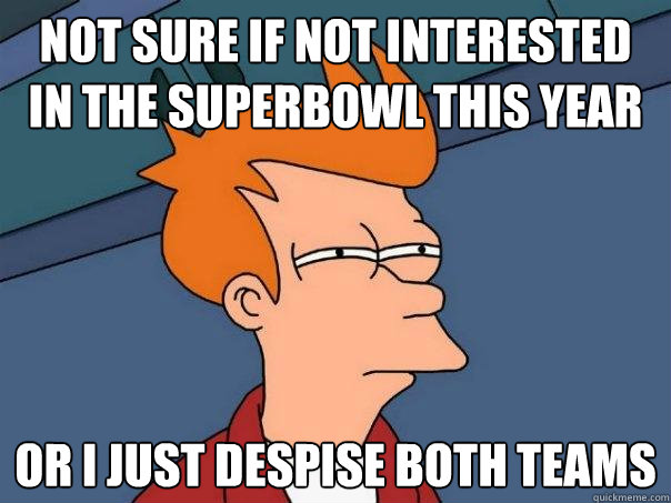 Not Sure If Not interested in the superbowl this year Or i just despise both teams  Futurama Fry