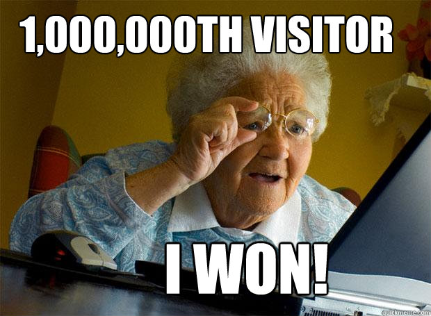 1,000,000th visitor I won!  Grandma finds the Internet