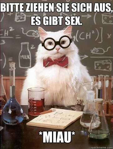 bitte ziehen sie sich aus, es gibt Sex. *miau*  Chemistry Cat