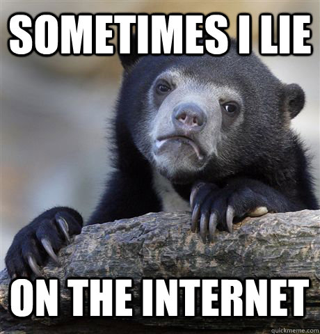 SOMETIMES I LIE ON THE INTERNET  Confession Bear