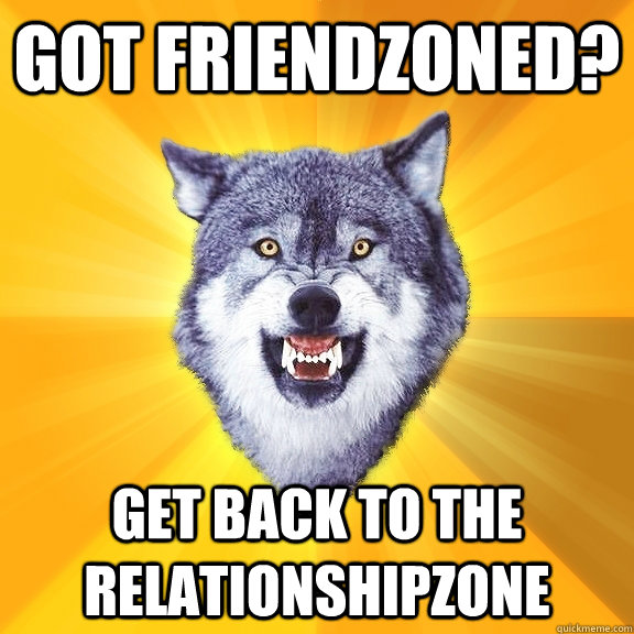 got friendzoned? get back to the relationshipzone  Courage Wolf