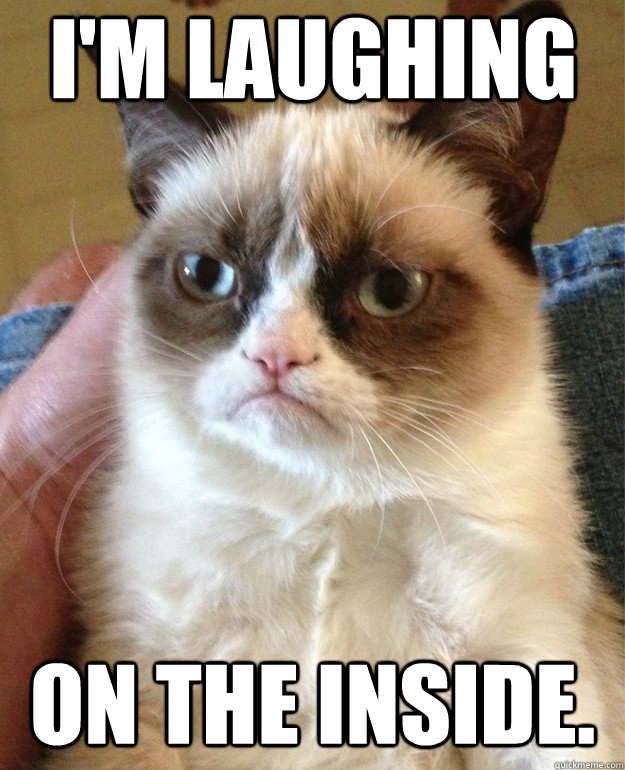 I'm Laughing On The Inside.
  Grumpy Cat