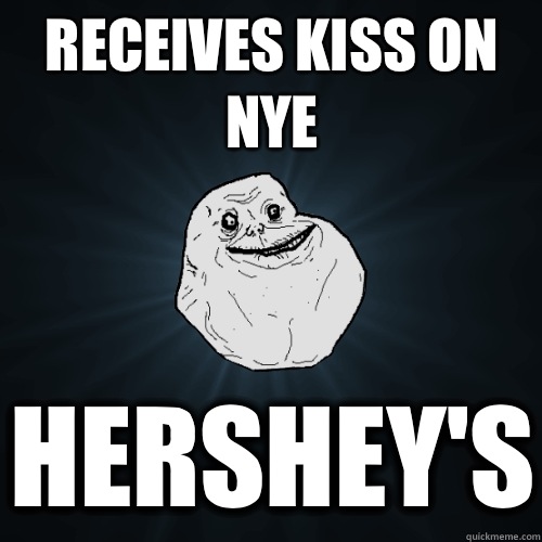 Receives Kiss on NYE Hershey's  Forever Alone