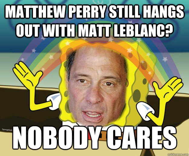 Matthew Perry still hangs out with matt leblanc? nobody cares  Nobody Cares