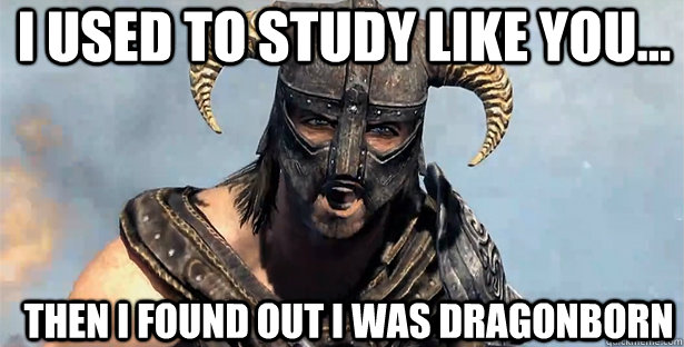 I used to study like you... Then I found out I was Dragonborn  skyrim