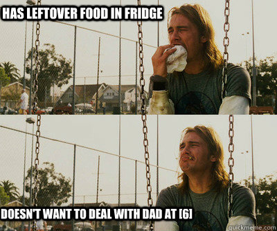 Has leftover food in fridge doesn't want to deal with dad at [6] - Has leftover food in fridge doesn't want to deal with dad at [6]  First World Stoner Problems