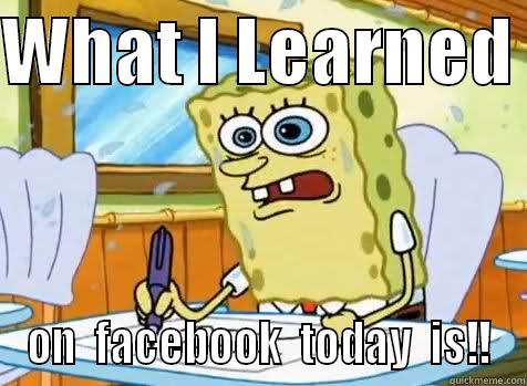 Spongebobs writing an essay about facebook  - WHAT I LEARNED  ON  FACEBOOK  TODAY  IS!! Misc