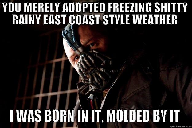 YOU MERELY ADOPTED FREEZING SHITTY RAINY EAST COAST STYLE WEATHER I WAS BORN IN IT, MOLDED BY IT Angry Bane