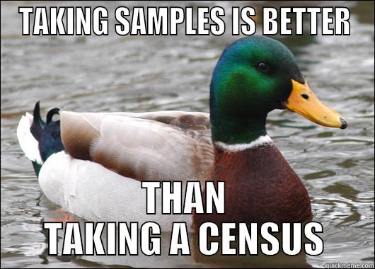 TAKING SAMPLES IS BETTER THAN TAKING A CENSUS Actual Advice Mallard