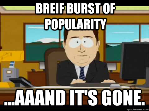 Breif burst of popularity ...Aaand It's Gone.  And its gone