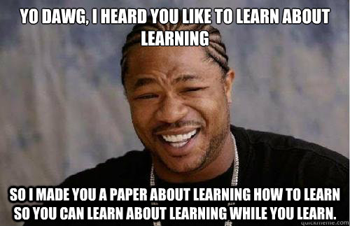 Yo dawg, I heard you like to learn about learning So I made you a paper about learning how to learn so you can learn about learning while you learn. - Yo dawg, I heard you like to learn about learning So I made you a paper about learning how to learn so you can learn about learning while you learn.  Misc