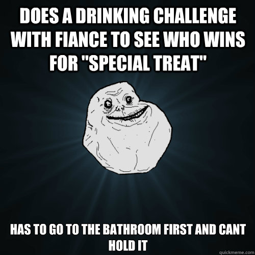 Does a drinking challenge with fiance to see who wins for 