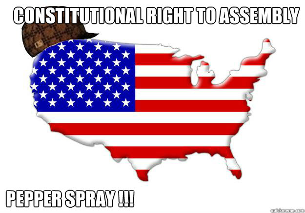 Constitutional Right to assembly Pepper Spray !!!  Scumbag america