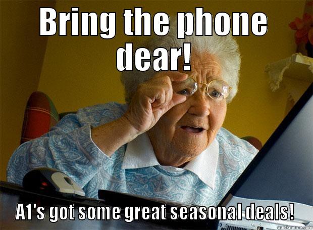 BRING THE PHONE DEAR! A1'S GOT SOME GREAT SEASONAL DEALS! Grandma finds the Internet