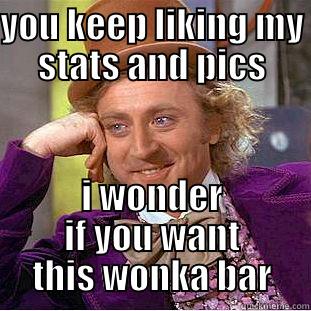 YOU KEEP LIKING MY STATS AND PICS I WONDER IF YOU WANT THIS WONKA BAR Condescending Wonka