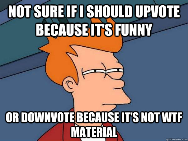 Not sure if I should upvote because it's funny Or downvote because it's not wtf material  Futurama Fry