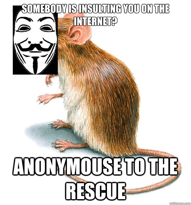 somebody is insulting you on the internet? ANONYMOUSE TO THE RESCUE  anonymouse