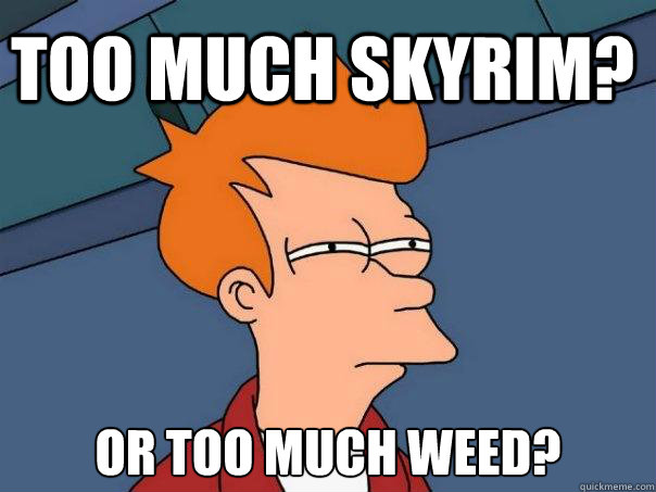 too much skyrim? or too much weed?  Futurama Fry