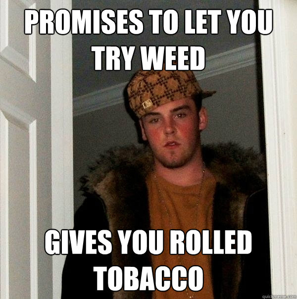 Promises to let you try weed Gives you rolled tobacco - Promises to let you try weed Gives you rolled tobacco  Scumbag Steve