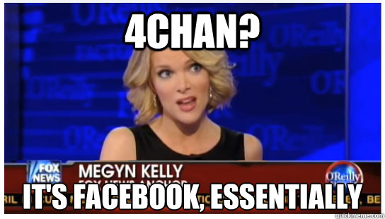 4CHAN? It's facebook, essentially - 4CHAN? It's facebook, essentially  Euphemism Megyn Kelly