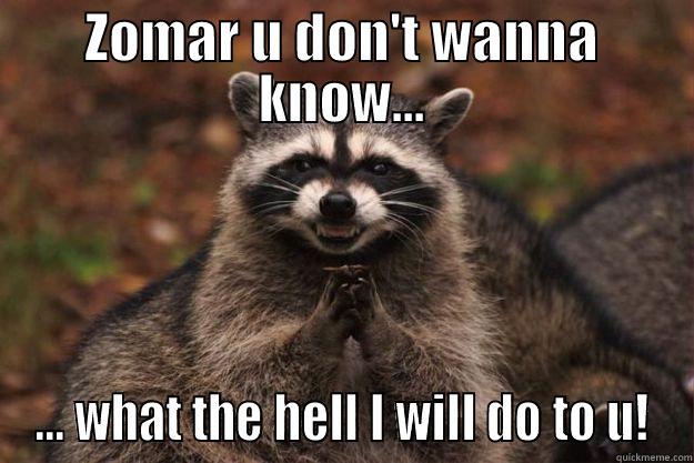 ZOMAR U DON'T WANNA KNOW... ... WHAT THE HELL I WILL DO TO U! Evil Plotting Raccoon