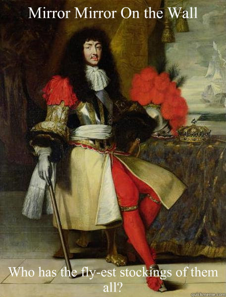 Mirror Mirror On the Wall Who has the fly-est stockings of them all?  Louis xiv