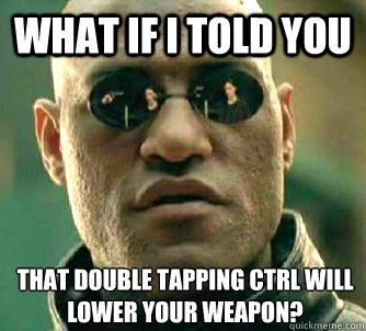 What if I told you that double tapping ctrl will lower your weapon?  What if I told you