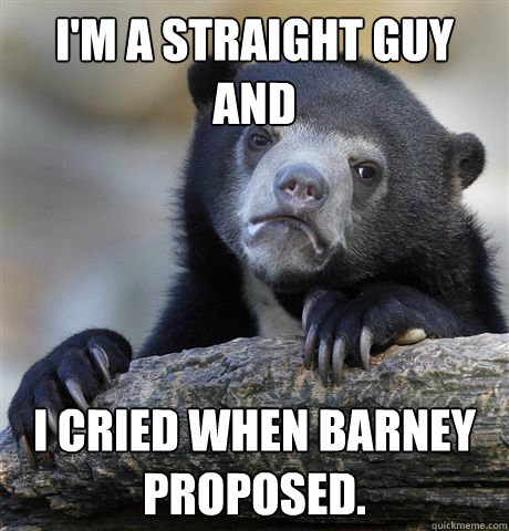 I'm a straight guy and  I cried when Barney proposed.  Confession Bear