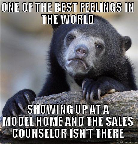 ONE OF THE BEST FEELINGS IN THE WORLD SHOWING UP AT A MODEL HOME AND THE SALES COUNSELOR ISN'T THERE Confession Bear