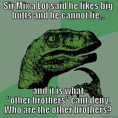 SIR MIX A LOT SAID HE LIKES BIG BUTTS AND HE CANNOT LIE... AND IT IS WHAT 