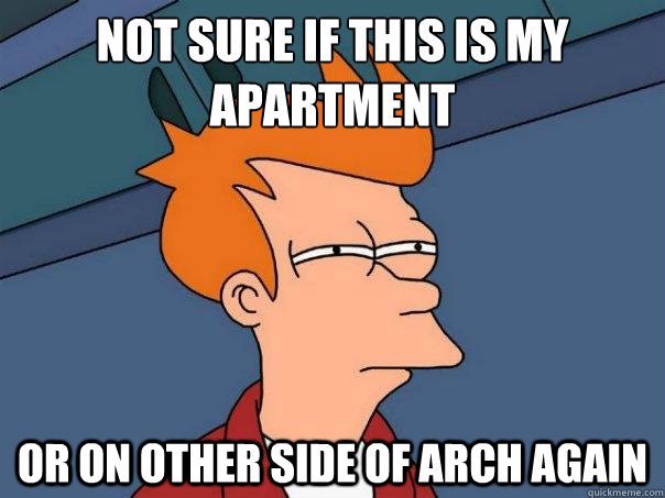 Not sure if this is my apartment Or on other side of arch again  Futurama Fry