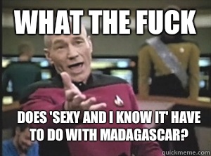 What the fuck Does 'sexy and I know it' have to do with Madagascar?  Annoyed Picard