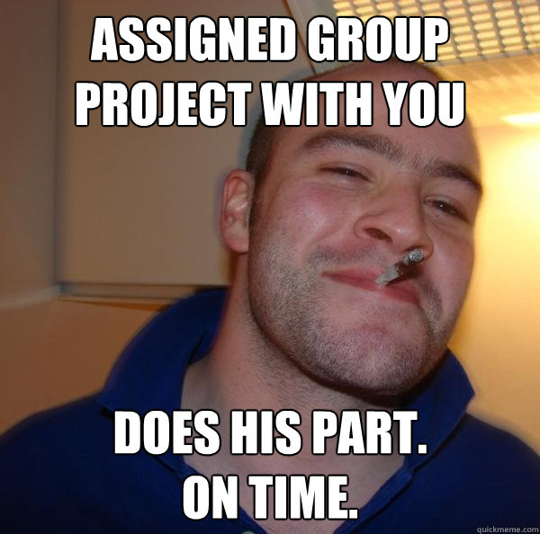 Assigned group project with you Does his part. 
On time. - Assigned group project with you Does his part. 
On time.  Misc