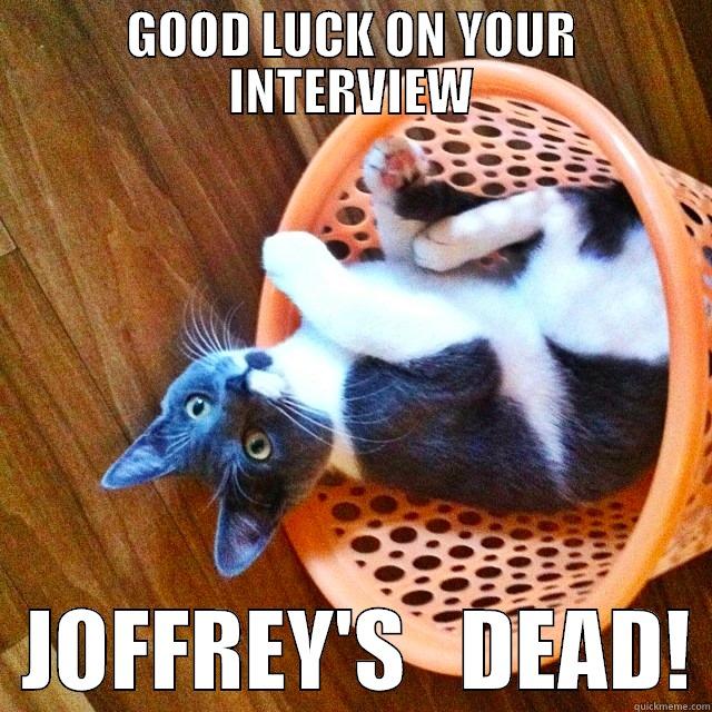 GOOD LUCK ON YOUR INTERVIEW   JOFFREY'S   DEAD! Misc