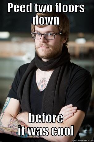 PEED TWO FLOORS DOWN BEFORE IT WAS COOL Hipster Barista