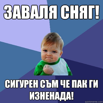 Заваля сняг! Сигурен съм че пак ги изненада!  Success Kid