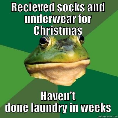 RECIEVED SOCKS AND UNDERWEAR FOR CHRISTMAS HAVEN'T DONE LAUNDRY IN WEEKS Foul Bachelor Frog