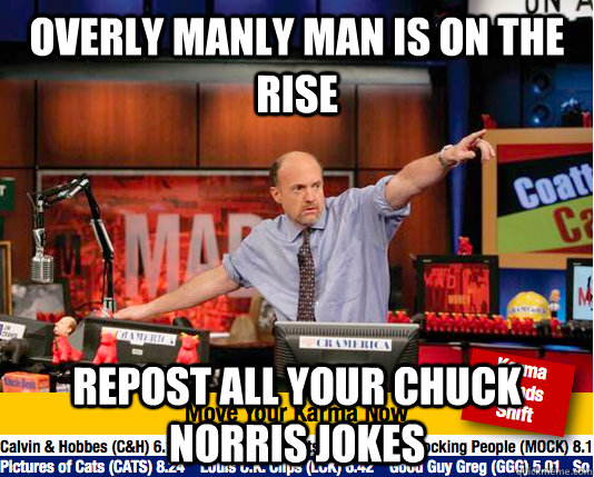 Overly manly man is on the rise repost all your chuck norris jokes  Mad Karma with Jim Cramer