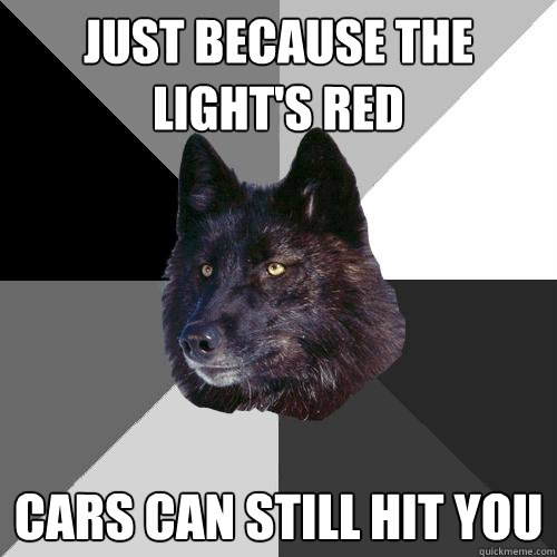 just because the light's red cars can still hit you  Sanity Wolf