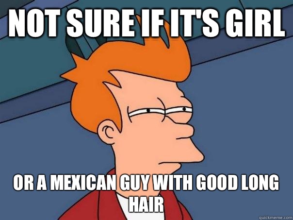 Not sure if It's girl  Or a Mexican guy with good long hair - Not sure if It's girl  Or a Mexican guy with good long hair  Futurama Fry