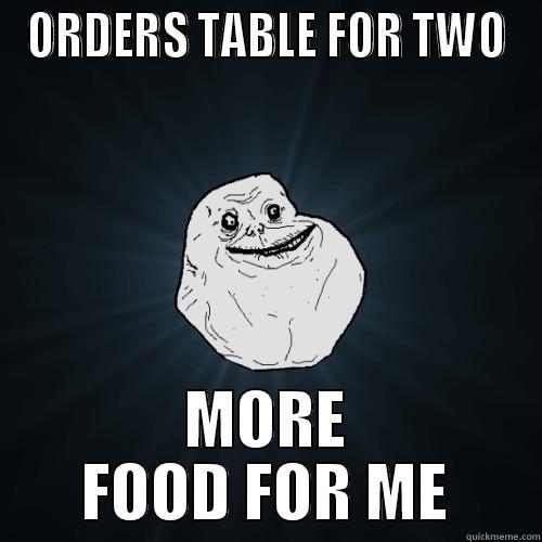 ORDERS TABLE FOR TWO MORE FOOD FOR ME Forever Alone