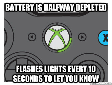 Battery is halfway depleted Flashes lights every 10 seconds to let you know  