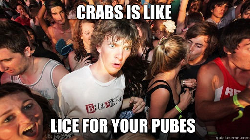 Crabs is like  Lice for your pubes  Sudden Clarity Clarence