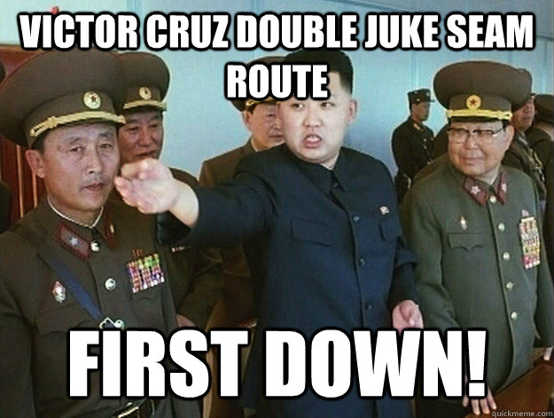 victor cruz double juke seam route first down! - victor cruz double juke seam route first down!  Korean Leader Directive