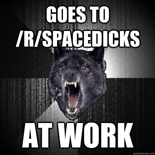 goes to /r/spacedicks at work  Insanity Wolf